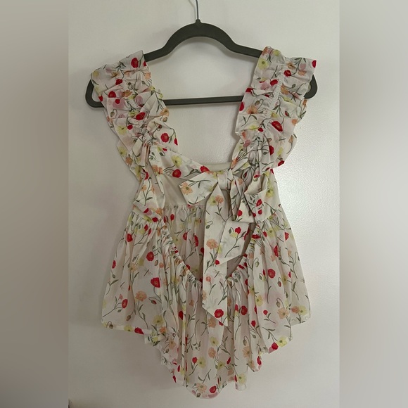 H&M Ruched Sleeveless Peplum Floral Top - Picture 6 of 9